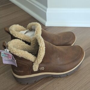 Skechers Brown Water Repellent Boots with Faux Fur
